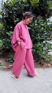 gaze de coton vieux rose